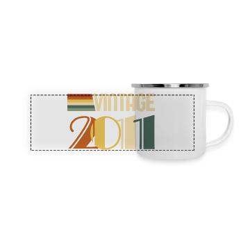 Jahrgang 2011 - 2011 Jubiläumsgeschenk - Panorama Emaille-Tasse - Weiß - Vorne