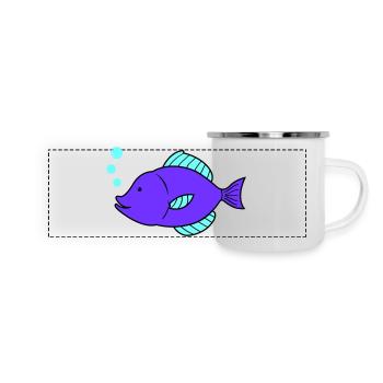 Bande dessinée de poisson - Mug panoramique émaillé - blanc - Devant