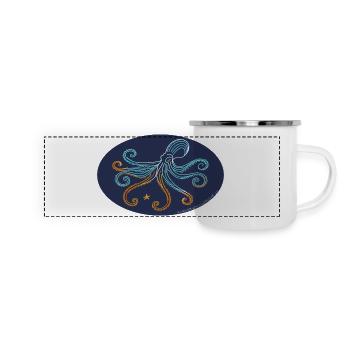 Illustration Stylisée de Poulpe Méditerranéen - Mug panoramique émaillé - blanc - Devant