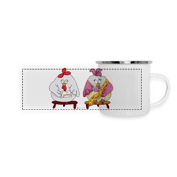 Die Abenteuer von Emma Huhn - Emma und Trudi - Panorama Emaille-Tasse - Weiß - Vorne