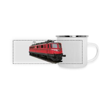 Lokomotive SBB - Panorama Emaille-Tasse - Weiß - Vorne
