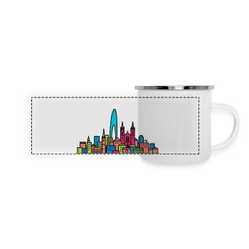 Geneva City Skyline Jet d'Eau Moderne Kunst - Panorama Emaille-Tasse - Weiß - Vorne