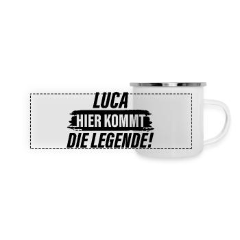 Luca – Hier kommt die Legende - Panorama Emaille-Tasse - Weiß - Vorne