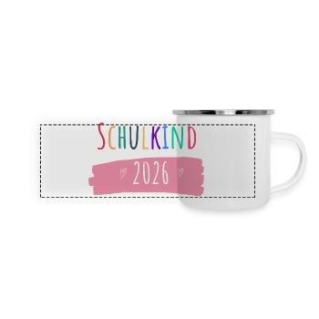 Schulkind 2026 - Panorama Emaille-Tasse - Weiß - Vorne