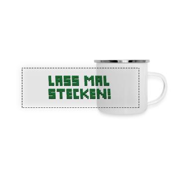 Bügelperlen Motiv "Lass mal stecken" - Panorama Emaille-Tasse - Weiß - Vorne