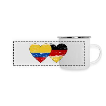 Colombia Germany Flag Heart Used - Panoramic Camper Mug - white - Front