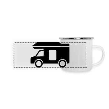 Wohnmobil - Panorama Emaille-Tasse - Weiß - Vorne
