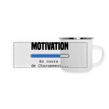 Motivation lädt - Panorama Emaille-Tasse - Weiß - Vorne