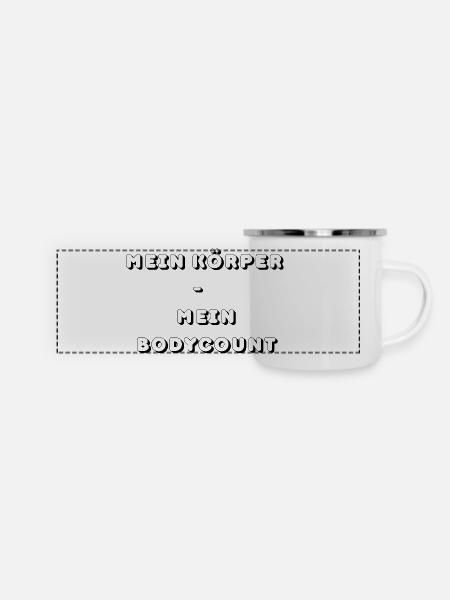 Mein Körper mein Bodycount - Panorama Emaille-Tasse - Weiß