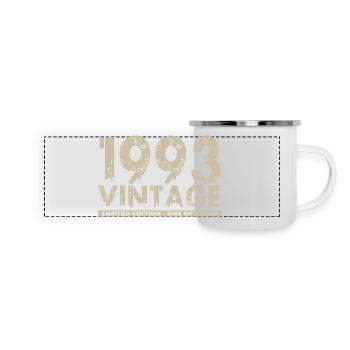Jahrgang 1993 Bursdag - Unikat - Panorama Emaille-Tasse - Weiß - Vorne