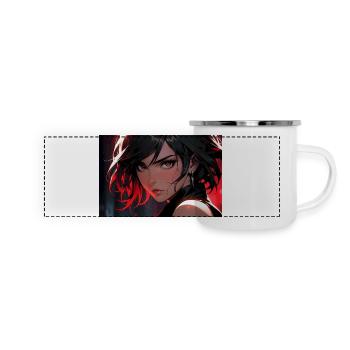 Rebellious femme fatale in red light - Panoramic Camper Mug - white - Front