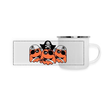 3 Pirate Fantômes Fantômes Drôle Mal Halloween - Mug panoramique émaillé - blanc - Devant