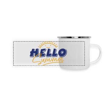 Hallo Sommer - Panorama Emaille-Tasse - Weiß - Vorne