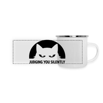 Cat Silent Judgment Black Humor - Panoramic Camper Mug - white - Front