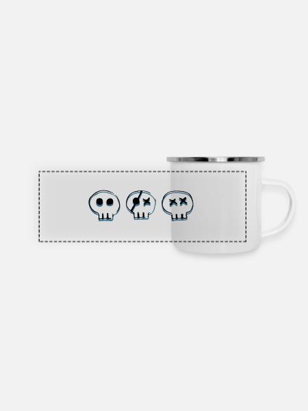 bones skulls - Panorama Emaille-Tasse - Weiß