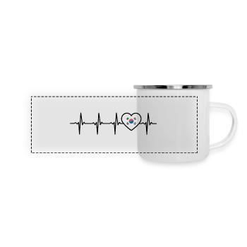 Corée du Sud Battement de cœur Drapeau Femme sud-coréenne - Mug panoramique émaillé - blanc - Devant