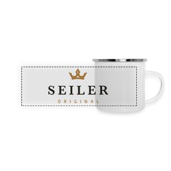 Seiler Original Familienlogo - Panorama Emaille-Tasse - Weiß - Vorne