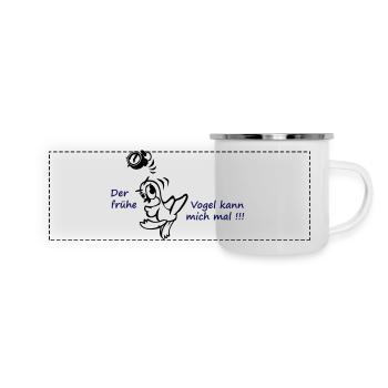 Früher Vogel - Panorama Emaille-Tasse - Weiß - Vorne