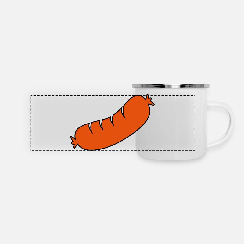 bratwurst - Panorama Emaille-Tasse - Weiß