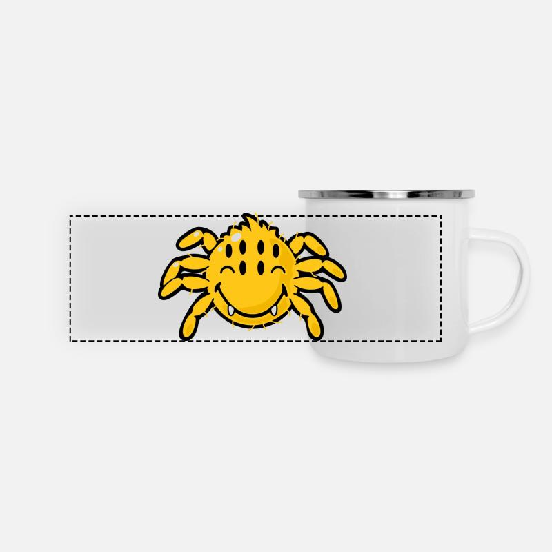 Smiley Spider - Panorama Emaille-Tasse - Weiß