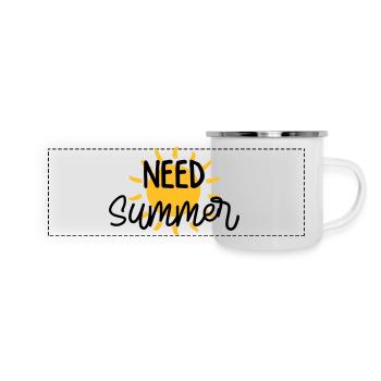 Sommer / Urlaub / Strand / Sonne - Panorama Emaille-Tasse - Weiß - Vorne