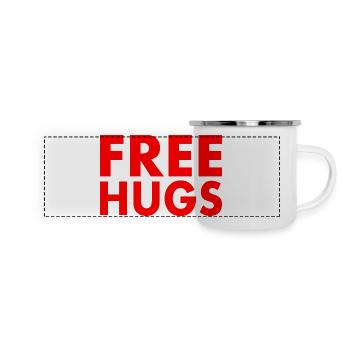 Free hugs - Panorama Emaille-Tasse - Weiß - Vorne