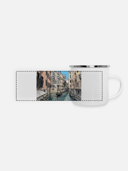 Venedig - Panorama Emaille-Tasse - Weiß