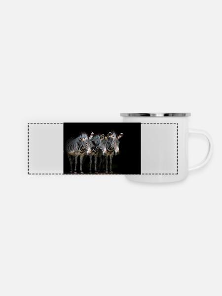 drei Zebras - Panorama Emaille-Tasse - Weiß