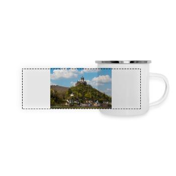 Reichsburg Cochem Rheinland - Panorama Emaille-Tasse - Weiß - Vorne