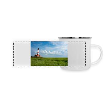 Phare au bord de la mer - Mug panoramique émaillé - blanc - Devant