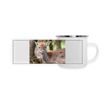Fallow Deer (in german Damwild or Damhirsch) Dama - Panoramic Camper Mug - white - Front
