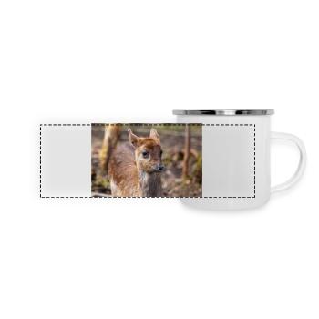 Fallow Deer (in german Damwild or Damhirsch) Dama - Panoramic Camper Mug - white - Front