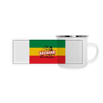 REGGAE FLAGGE - RASTA LION - JAH RASTAFARI - Panorama Emaille-Tasse - Weiß - Vorne