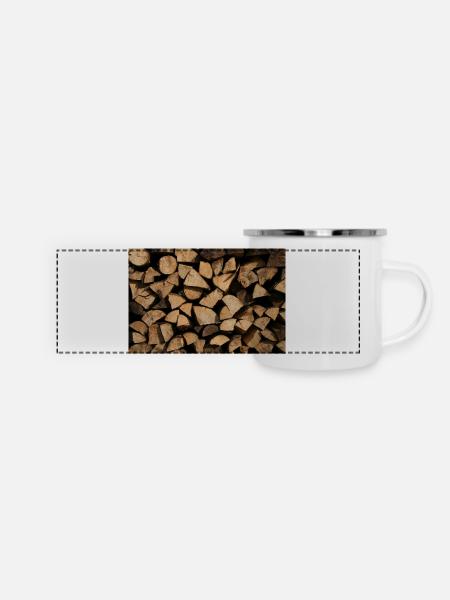 KAMINHOLZ - Panorama Emaille-Tasse - Weiß