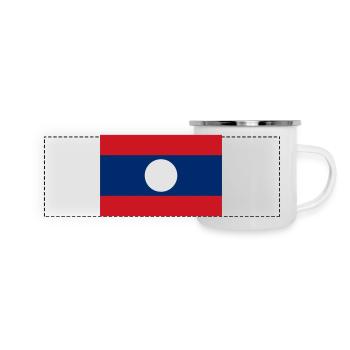 Laos flag / Drapeau Laos - Mug panoramique émaillé - blanc - Devant
