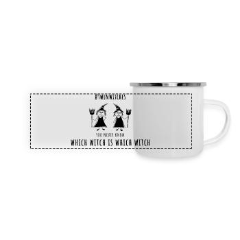which witch is which witch zwillingsschwestern - Panorama Emaille-Tasse - Weiß - Vorne