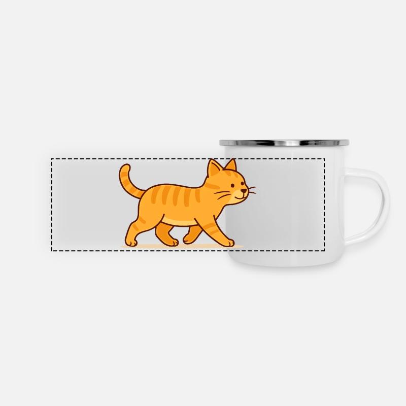 Kater Pauli - Panorama Emaille-Tasse - Weiß