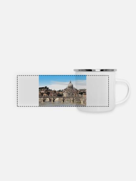 Rom - Panorama Emaille-Tasse - Weiß
