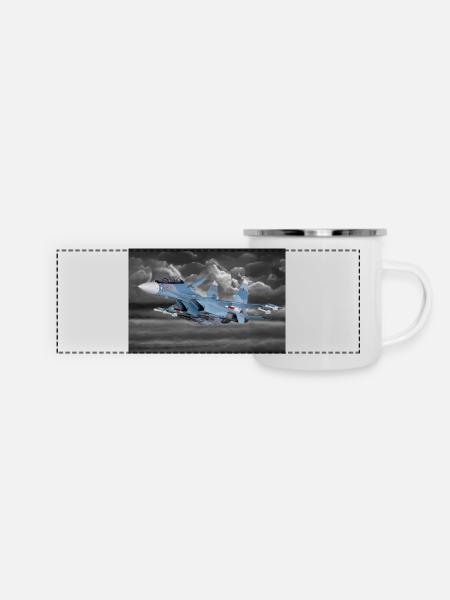 Sukhoi Su-30SM - Panorama Emaille-Tasse - Weiß