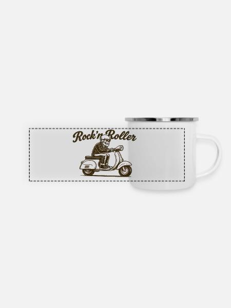 Rockn Roller - Panorama Emaille-Tasse - Weiß