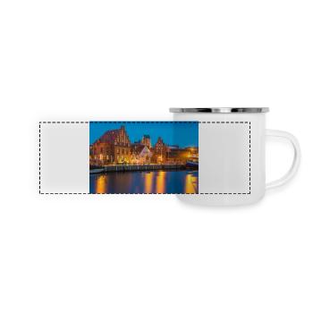 Wismar am Abend - Panorama Emaille-Tasse - Weiß - Vorne