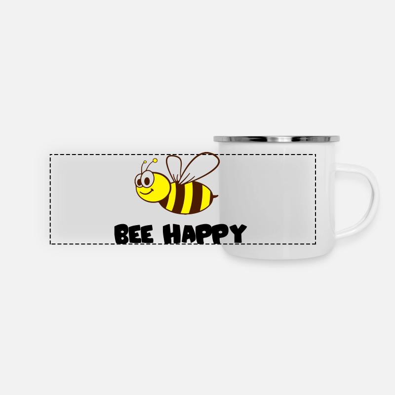Bee happy - Panoramic Camper Mug - white