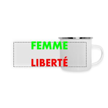 Femme vie liberté - Mug panoramique émaillé - blanc - Devant