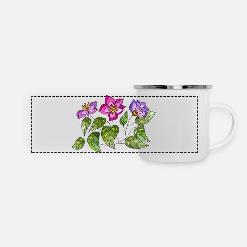Fleur - Mug panoramique émaillé - blanc