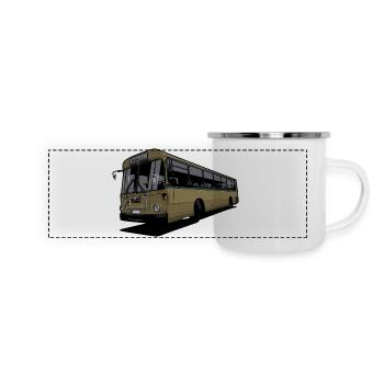 Oldtimer Bus // Illustration - Panorama Emaille-Tasse - Weiß - Vorne