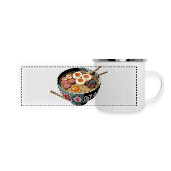 Ramen Bowl Kunstdruck - Panorama Emaille-Tasse - Weiß - Vorne