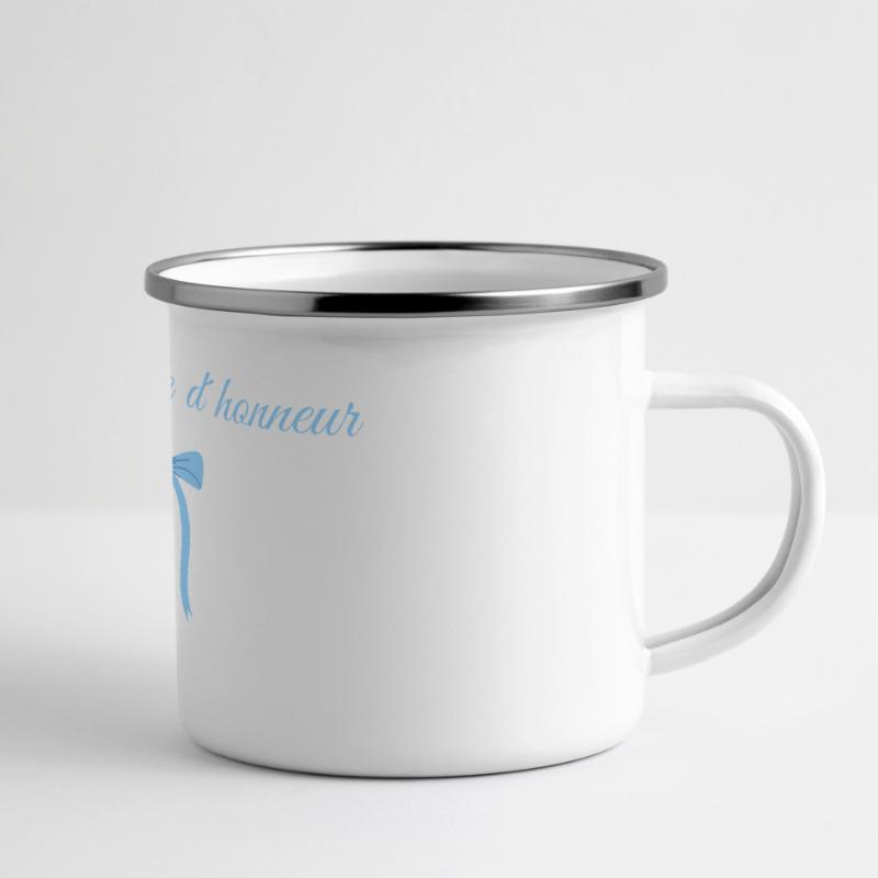Blaue Schleife Brautjungfer Panorama Emaille-Tasse