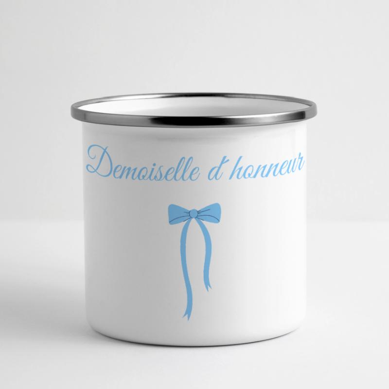 Blaue Schleife Brautjungfer Panorama Emaille-Tasse