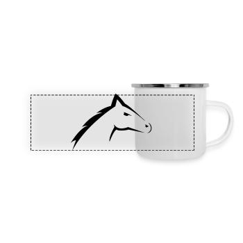 Tête de cheval | Conception de silhouette de tête de cheval - Mug panoramique émaillé - blanc - Devant