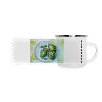 Vibrant Green Dumplings: Watercolor Food Art - Panoramic Camper Mug - white - Front